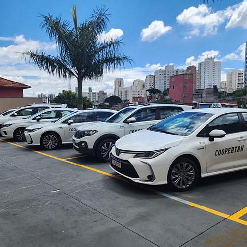Carros parados em estacinamento mostrando O Papel dos Táxis na Mobilidade Urbana: suas Contribuições e Desafios